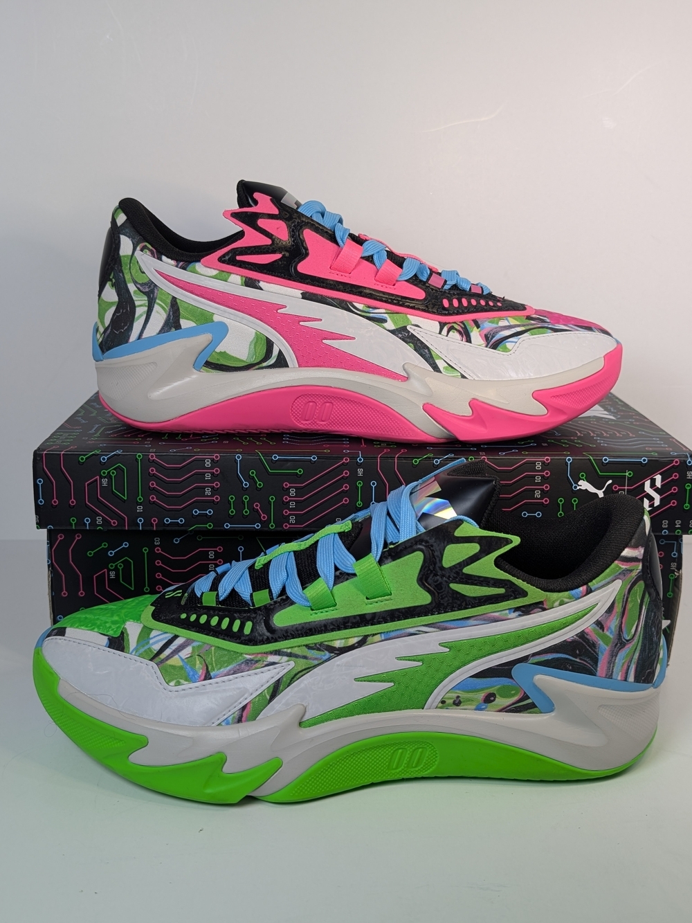 Puma Scoot Zeros 2 II x NBA 2K Mismatched Pink Green Men's Size 9.5